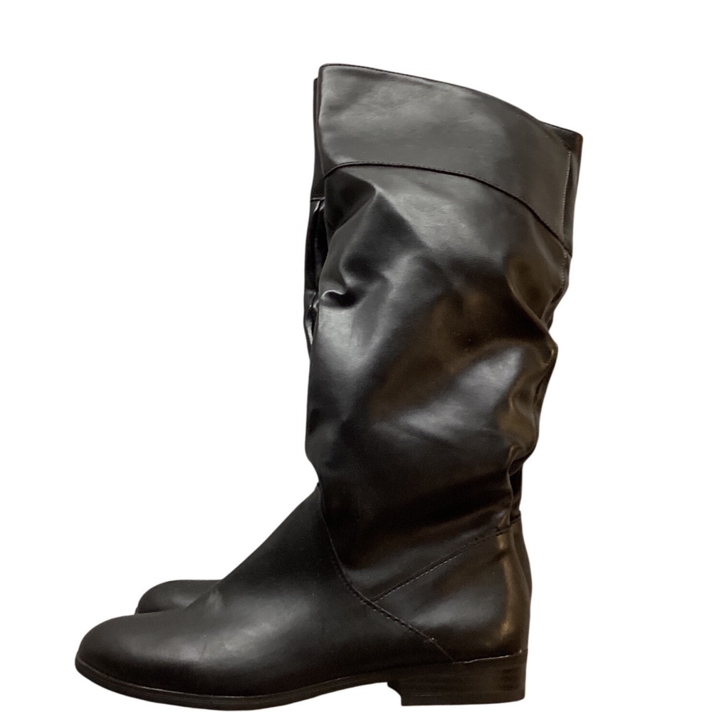 Style & Co Black Faux Leather Slouchy‎ Knee High Boots Women's Size 6M